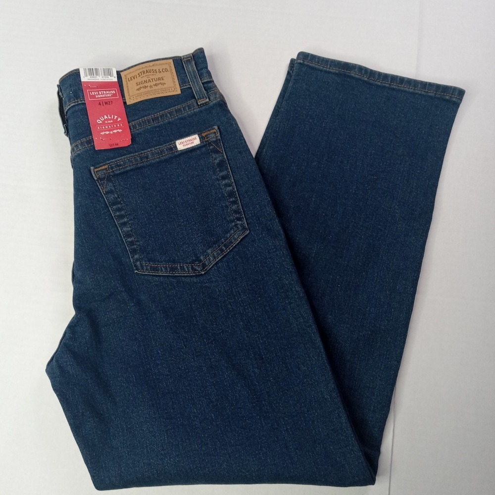 Levi Strauss Women's Straight Jeans 4 27x26 Blue Comfort Stretch High Rise